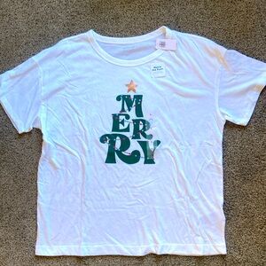 NWT New Old Navy white Christmas sleep shirt women’s Sz L